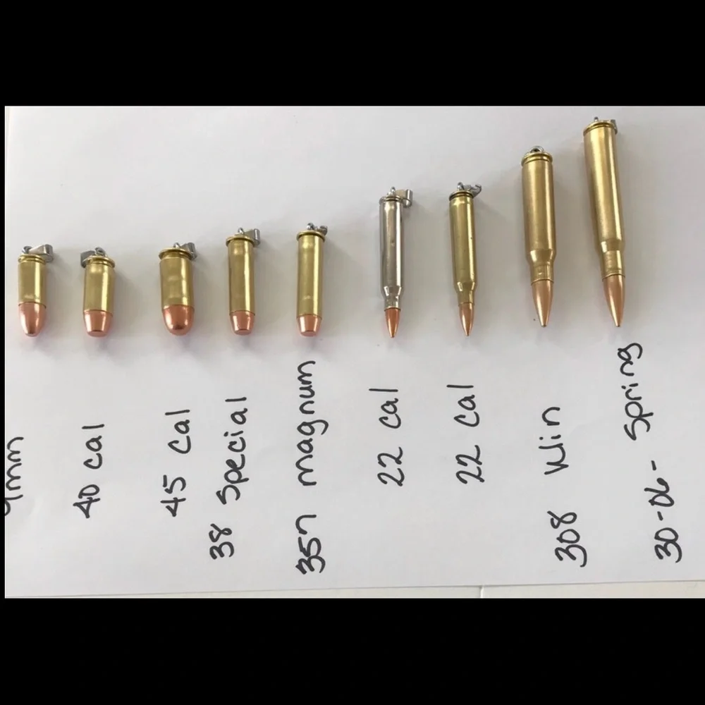 🆕22 Caliber Bullet with a 22 Caliber Bullet Slice Pendant Chain Stainles…